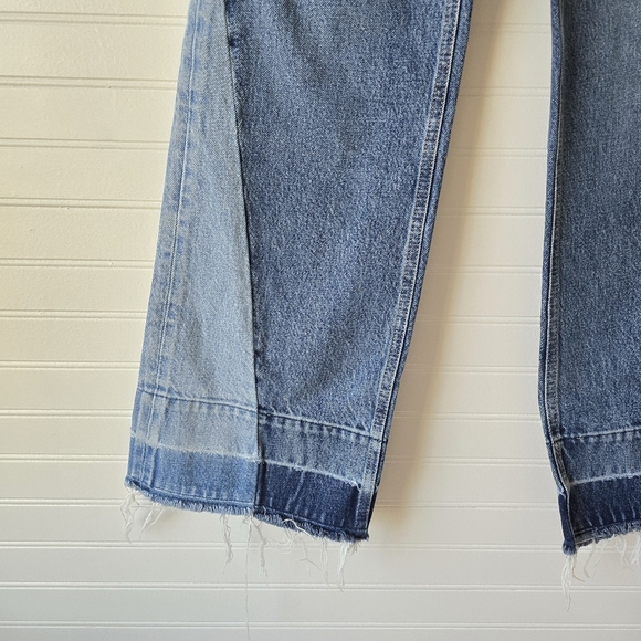 Zara Wide Leg Patchwork Collection Raw Hem Denim Jean 6 - Picture 4 of 7